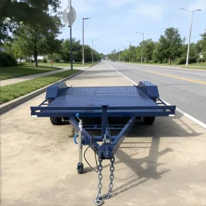 Heavy Duty Double Axle Blue Diamond Plate Car Hauler Trailer Loading Ramps for ATV UTV Small Vehicle Transport 3000kg Capacity