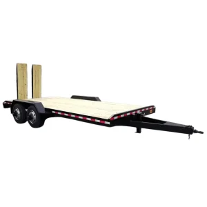 Heavy Duty Double Axle Flatbed Utility Trailer 18FT Wooden Deck Steel Frame Car Hauler with Removable Ramps 3000kg Capacity
