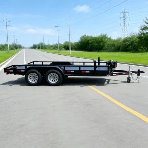 Heavy-Duty Double Axle Steel Car Hauler Trailer with Electric Winch and 3000kg Capacity for ATV UTV Heavy Equipment Transport