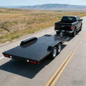 Heavy Duty Double Axle Steel Q235 Car Hauler Trailer Diamond Plate Deck Built-in Ramps 3000kg Payload Electronic Braking System
