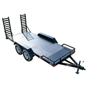 Heavy Duty Double Axle Steel Q235 Flatbed Trailer with Loading Ramps for ATV Lawn Mower Utility Cargo Transport