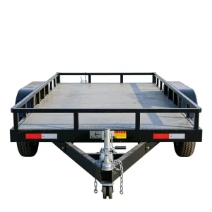 Heavy Duty Double Axle Steel Q235 Utility Trailer Flatbed with Ramp for Transporting ATVs Lawn Mowers and Cargo 3000kg Payload