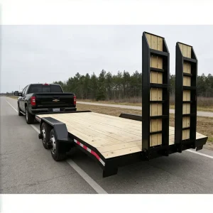 Heavy Duty Double Axle Wood Deck Car Hauler Trailer Ramps Electronic Braking System for Equipment ATV Vehicle Transport 3000kg