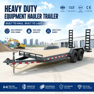 Heavy Duty Dual Axle Equipment Hauler Trailer Steel Flatbed DOT Compliant CE Certified OEM Manufacturer