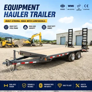 Heavy Duty Dual Axle Equipment Hauler Trailer Steel Flatbed Machinery Transport Trailer with DOT CE Certification