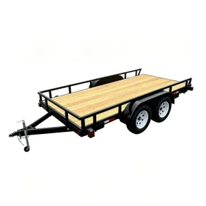 Heavy Duty Dual Axle Utility Trailer with Wood Deck Open Landscape Trailer for Cargo ATV & Equipment Transport