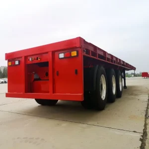 Heavy Duty Flat Semi Trailer with Reinforced Main Beam for 40FT Container and Heavy Cargo Shipping