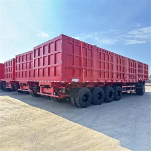Heavy Duty Four Axle Hydraulic Side Tipper Dump Semi Trailer 60 Ton