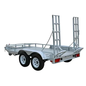 Heavy Duty Galvanized Steel Q235 Double Axle Utility Trailer Electric Brake 3000kg Capacity Ramp for Car Equipment