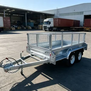 Heavy Duty Galvanized Utility Trailer with Mesh Cage Removable Tailgate for Garden Rubbish and Equipment Hauling
