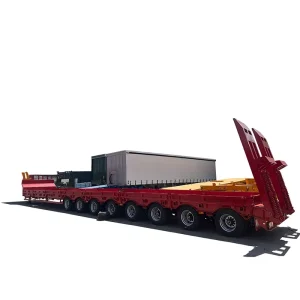 Heavy Duty Gooseneck 8 Axle 17 Meter Low Flatbed Semi Trailer Stretched to 8 Meters Lowbed Semi Trailer