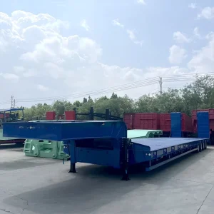 Heavy Duty Loader Semi Trailer 40 60 80 Ton 4 Axle Low Bed Truck Trailer