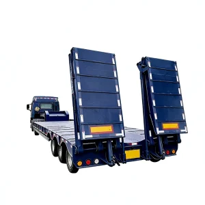 Heavy Duty Low Bed Semi Trailer 3 Axle Heavy Cargo Transport Vehicle