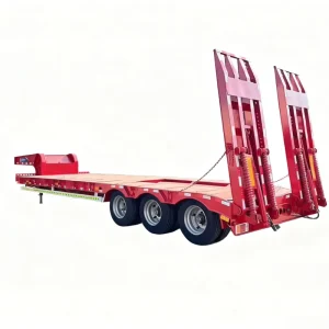Heavy Duty Low Bed Semi Trailer Export Ready for Engineering Machinery Transportation Made of High Quality Steel