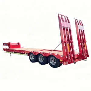 Heavy Duty Low Bed Semi Trailer Export Ready for Engineering Machinery Transportation Made of High Strength Steel