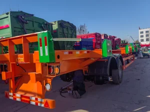 Heavy Duty Low Deck Semi Trailer 40ft Lowbed Skeletal Truck Trailer for Reefer Container