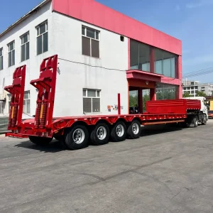 Heavy Duty Lowbed Semi Trailer 3 Axle Lowbody with Detachable Gooseneck Extendable Deck