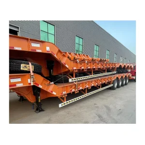 Heavy Duty Lowbed Semi Trailer with 3 4 Axle for Excavator Truck Trailer Made of Steel