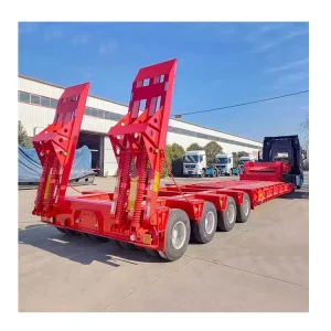 Heavy Duty Lowboy Lowbed Trailer Mechanical Ladder Transport Heavy Machine Low Bed Truck Semi Trailer