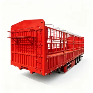 Heavy Duty Red Steel 3 Axle Stake Side Semi Trailer with 80 100 Ton Payload for Cargo and Livestock Transport