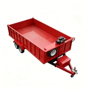 Heavy Duty Red Steel Q235 Hydraulic Dump Trailer Dual Axle 1500kg Load Capacity Farm Tipping Trailer Agricultural Cargo