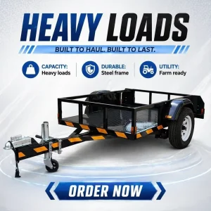 Heavy Duty Single Axle Utility Trailer for Farm & Garden Steel Frame High Capacity Durable Design