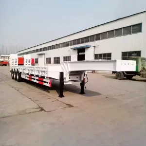 Heavy Duty Steel 30 Foot 30 40 Tons Low Loader Ramp Flatbed Detachable Goose Neck Semi Trailers for Excavator Transportation