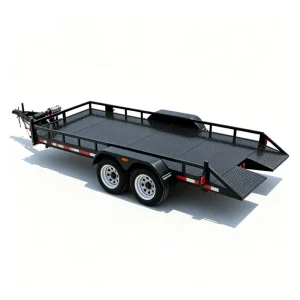 Heavy Duty Steel 7x16ft Tandem Axle Car Hauler Trailer with Foldable Ramps 3000kg Capacity for ATV & Auto Transport