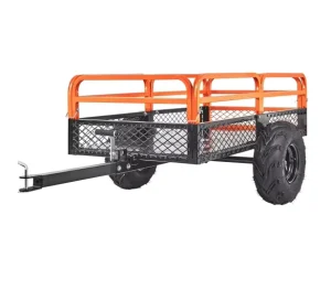 Heavy Duty Steel ATV Dump Trailer Tow Behind Dump Cart Garden Trailer with Removable Sides and 2 Tires for Tractors ATV UTV