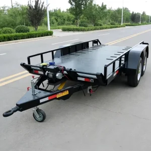 Heavy Duty Steel Double Flatbed Car Trailer Electric Brake High Load Capacity 3000kg for SUV Light Vehicle Transportation