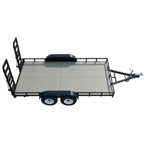 Heavy Duty Steel Double Utility Trailer Foldable Loading Ramps Safety Rails 3000kg Capacity for ATV Equipment Cargo Transport
