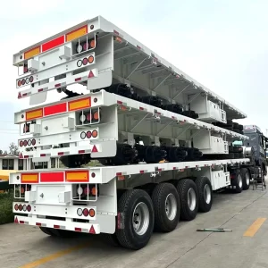 Heavy Duty Steel Flatbed Semi Trailer for Mining and Construction 50 Ton Capacity with Reinforced Deck for Harsh Conditions