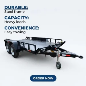 Heavy Duty Steel Frame Utility Trailer 5000kg Capacity for Car Hauling Equipment Transport Easy Towing with Dual Axle Design