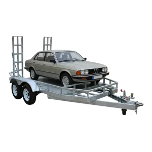 Heavy Duty Steel Q235 Double Axle Car Hauler Trailer with Electronic Braking System and Ramp for Vehicle Transport