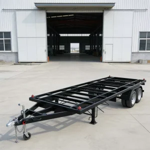 Heavy Duty Steel Q235 Tandem Axle Utility Trailer Chassis with Jack Stands 3000kg Payload for Mobile Home RV Cargo Transport