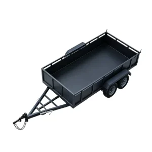 Heavy-Duty Steel Q235 Tandem Axle Utility Trailer High Sides Hydraulic/Electronic Brake System 1500kg Load Capacity