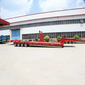Heavy Duty Steel Utility Cargo 200T Low Deck Truck Semi Trailer with Hydraulic Ramp
