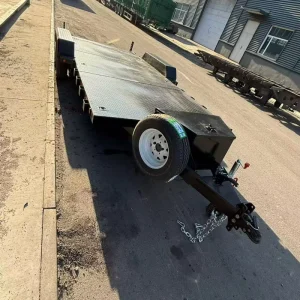 Heavy Duty Tandem Axle Car Hauler Trailer Flatbed Car Carrier with Diamond Plate Deck and Toolbox