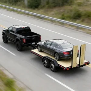 Heavy Duty Tandem Axle Equipment Trailer Pressure Treated Wood Deck with Sturdy Loading Ramps for Car Small Machinery Hauling