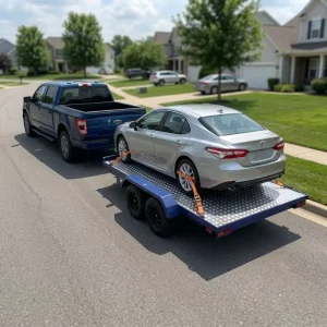 Heavy Duty Tandem Axle Steel Q235 Utility Trailer 7x14ft Diamond Plate Flatbed Car Hauler for ATV Motorcycle Equipment Transport