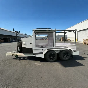 Heavy Duty Tradesman Enclosed Flatbed Trailer for Worksite Tools Equipment Transport & Outdoor Utility Use