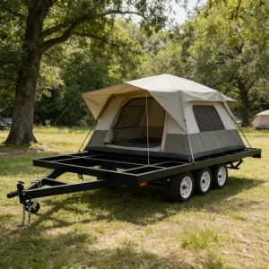 Heavy Duty Tri Axle Hydraulic Lift Flatbed Trailer Chassis Steel Q235 Construction 10000lbs Payload for Tiny House Mobile Home
