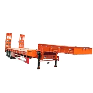 Heavy Duty Utility Cargo 50ton Low Deck Low Bed Drop Deck Lowbed Truck Semi Trailer With Hydraulic Ramp