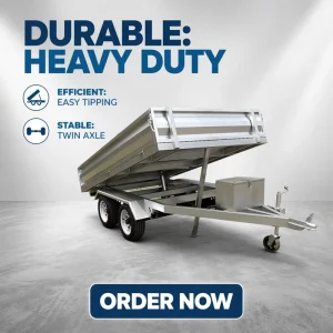 Heavy Duty Utility Steel 10×5 ft Dump Trailer Manual Back Tipping 1500kg Load Capacity ATV Galvanized for Farm and Construction