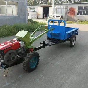 Heavy Duty Walking Tractor Trailer with Gearbox for Farm Cargo Hauling and Agricultural Implements 200-300kg Payload Capacity