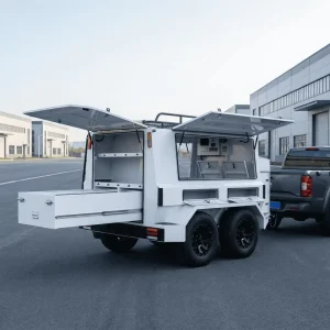 Heavy Duty Work Trailer Enclosed Mobile Tool Storage with Dual Axle Industrial Utility Trailer for Contractors