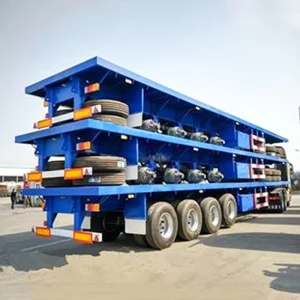 Heavy Equipment Hauling 4 Axle 50ft Low Flatbed Semi Trailer 100 Ton Capacity