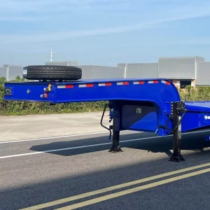 Heavy Load 3 Axle Low Loader Semi Trailer 80 Ton Payload 40ft Flatbed Low Bed Trailer for Construction Equipment Transportation