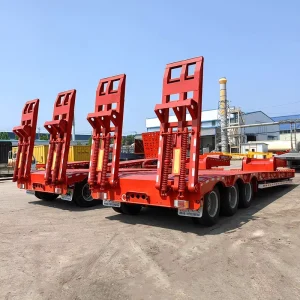 Heavy Load Industrial Multi Functional 3 Axis Trailer with Long Deck Flatbed Semi Trailer for Construction Machinery Hauling