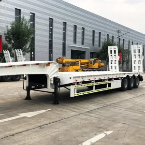 Heavy Truck 40FT Flatbed Cargo Shipping Transport Tractor Flatbed Lowbed Steel Semi Trailer Container Trailer